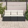 vidaXL Tuin Sofa Set met kussen 3 pcs Zwart en wit Poly riet