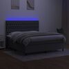 vidaXL Boxspring met matras en LED stof donkergrijs 160x200 cm