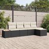 vidaXL Tuin Sofa Set met kussen 5 pcs Zwart en Cr&egrave;me Poly Rattan