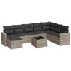 vidaXL 9-delige Loungeset met kussens poly rattan lichtgrijs