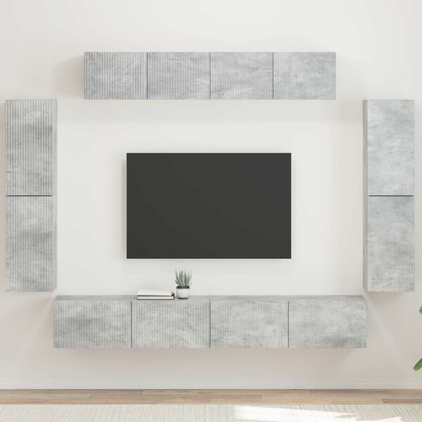 vidaXL TV-kast 8 pcs Beton Grijs