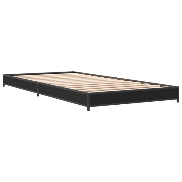 vidaXL Bedframe bewerkt hout en metaal zwart 90x190 cm