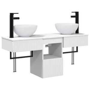 vidaXL Badkamerkastenset 3 st Wit 115 x 35 x 80 cm Bewerkt hout