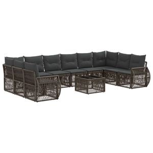 vidaXL Tuinbankenset 11 pcs Grijs en Donkergrijs poly rattan