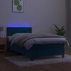 vidaXL Boxspring met matras en LED fluweel donkerblauw 100x200 cm