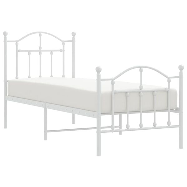 vidaXL Bedframe met hoofd- en voeteneinde metaal wit 75x190 cm