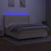 vidaXL Boxspring met matras en LED stof cr&egrave;mekleurig 180x200 cm