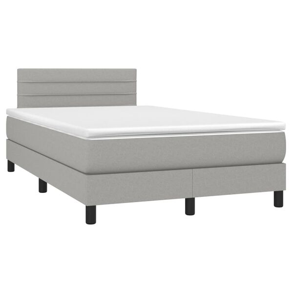 vidaXL Boxspring met matras en LED stof lichtgrijs 120x200 cm