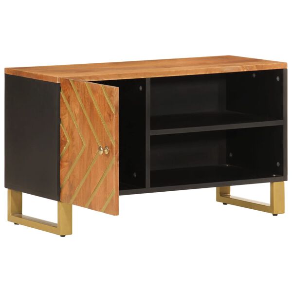 vidaXL Tv-meubel 80x31,5x46 cm massief mangohout bruin en zwart