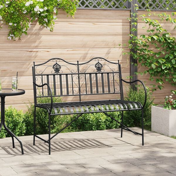 vidaXL Tuinbank Zwart 104 x 54 x 93cm Staal