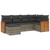 vidaXL 6-delige Loungeset met kussens poly rattan grijs