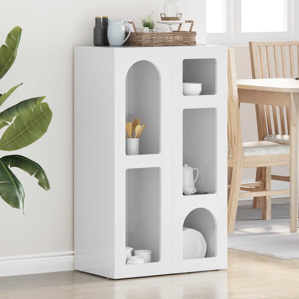 vidaXL Dressoir Hoogglans wit 59 x 35 x 100,5 cm Bewerkt hout