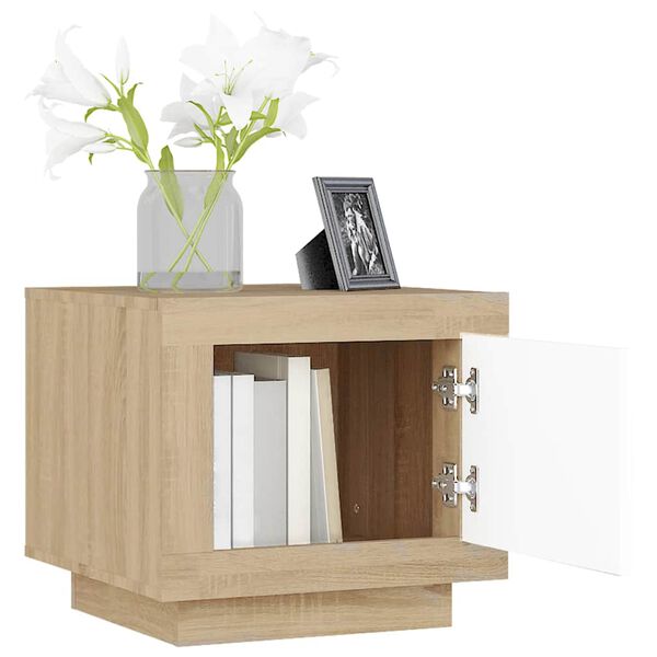 vidaXL Salontafel 51x50x45 cm bewerkt hout wit en sonoma eikenkleurig