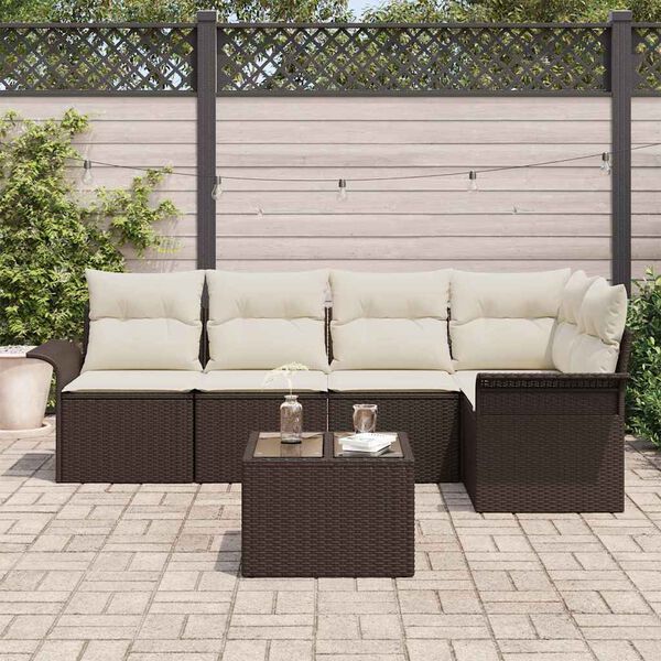 vidaXL Tuin Sofa Set met kussen 6 pcs poly rattan
