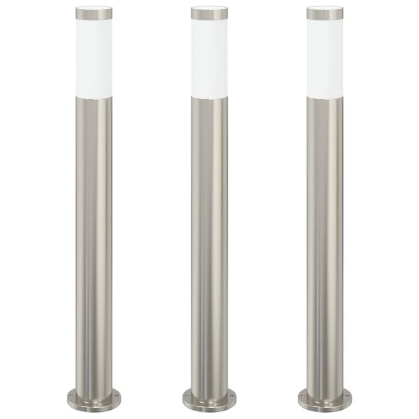 vidaXL Bolderverlichting 3 stuks 80 cm RVS IP44