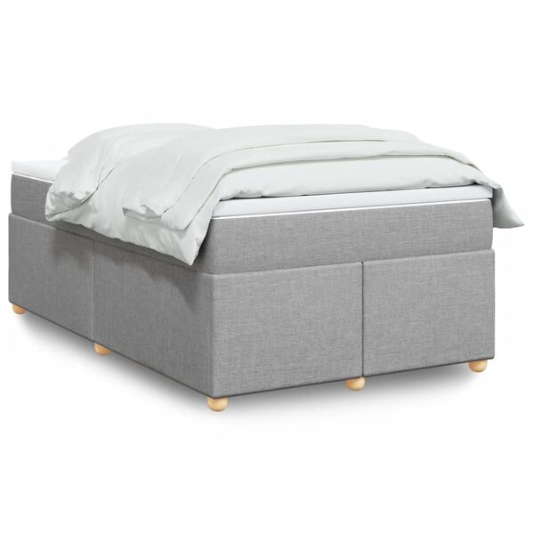 vidaXL Boxspring met matras stof lichtgrijs 120x200 cm