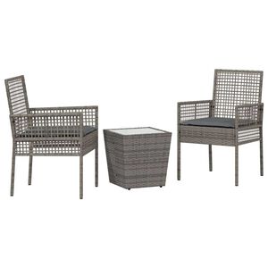vidaXL Tuin Bistro Set 3 pcs Grijs poly rattan