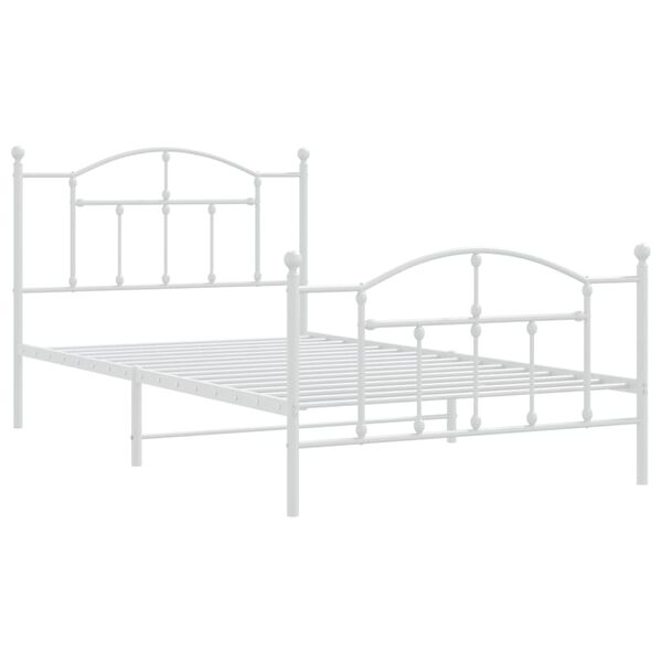 vidaXL Bedframe met hoofd- en voeteneinde metaal wit 107x203 cm