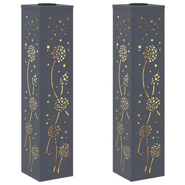 vidaXL Solar LED Pad Licht 2 pcs Antraciet Koudgewalst staal