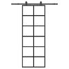vidaXL Schuifdeur met beslagset 76x205 cm ESG glas zwart