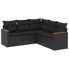 vidaXL 5-delige Loungeset met kussens poly rattan zwart