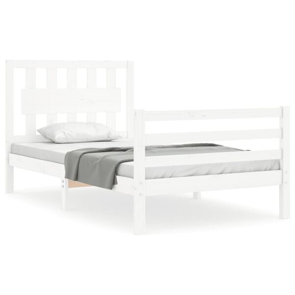 vidaXL Bedframe met hoofdbord massief hout wit