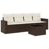vidaXL 5-delige Loungeset met kussens poly rattan bruin