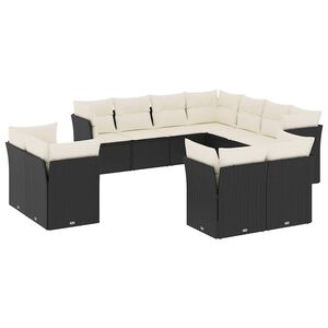 vidaXL 11-delige Loungeset met kussens poly rattan zwart