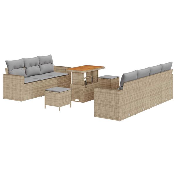 vidaXL Tuin Sofa Set met kussen met opslag 10 pcs beige en lichtgrijs