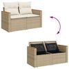 vidaXL 10-delige Loungeset met kussens poly rattan beige