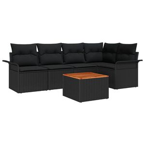vidaXL Tuinbankenset met opslag 6 pcs Zwart poly rattan