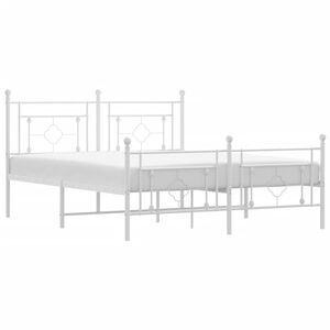 vidaXL Bedframe met hoofd- en voeteneinde metaal wit 160x200 cm