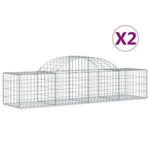 vidaXL Schanskorven 2 st gewelfd 200x50x40/60 cm gegalvaniseerd ijzer