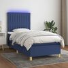 vidaXL Boxspring met matras en LED stof blauw 100x200 cm