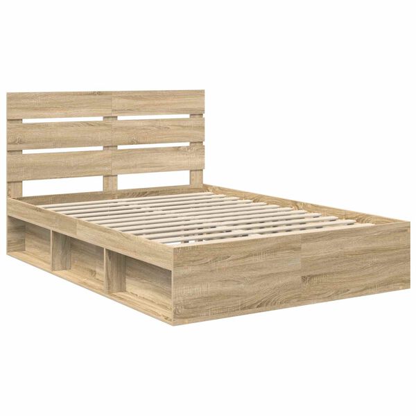 vidaXL Bedframe met hoofdeinde Sonoma 160 x 200 cm Massief grenenhout