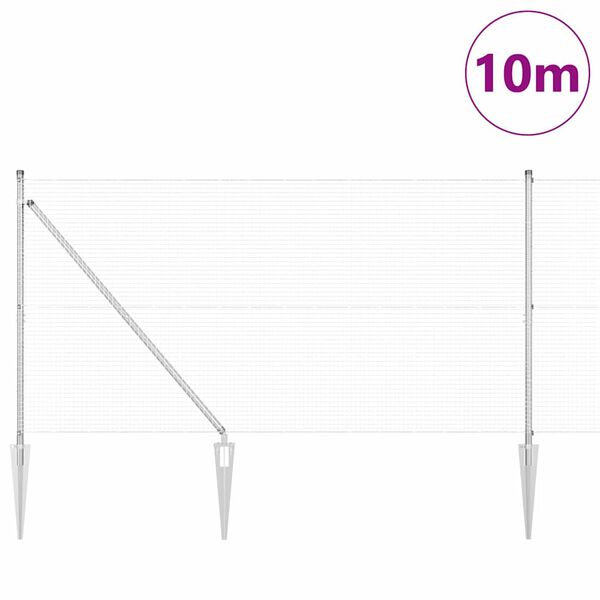 vidaXL Afrasteringspaal Zilver 10 x 1,2 m (19 x 19 mm gaas) Staal