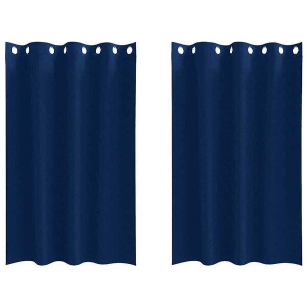 vidaXL Zwart-out Gordijnen met Ringen 2 pcs Donkerblauw 175 x 140 cm
