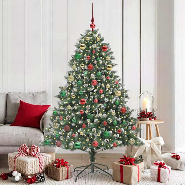 vidaXL Kunstkerstboom met 300 LED Groen 180 cm PVC en Plastic en Staal