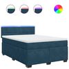 vidaXL Boxspring met matras fluweel blauw 140x200 cm