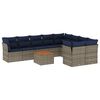 vidaXL 10-delige Loungeset met kussens poly rattan grijs