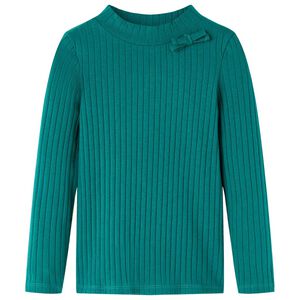 Kindershirt met lange mouwen geribd 104 donkergroen