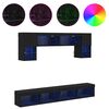 vidaXL TV Wand Eenheden met LED 6 pcs Zwart Eiken Bewerkt hout