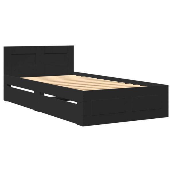 vidaXL Bedframe met hoofdeinde zonder matras 100x200 cm zwart