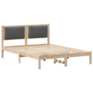 vidaXL Bedframe met Gevoerd Hoofdgedeelte Donkergrijs 135 x 190 cm