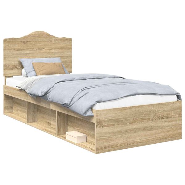 vidaXL Bedframe Sonoma Eiken 75 x 190 cm Massief grenenhout