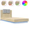 vidaXL Bedframe met hoofdbord en LED sonoma eikenkleurig 90x190 cm