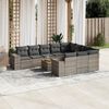 vidaXL 11-delige Loungeset met kussens poly rattan grijs