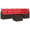 vidaXL Tuinbankenset met kussen 6 pcs Bruin en Rood poly rattan