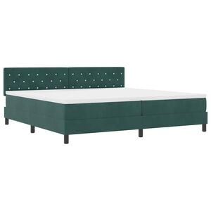 vidaXL LED Box Spring Bed met kussen Donkergroen 200 x 200 cm Fluweel