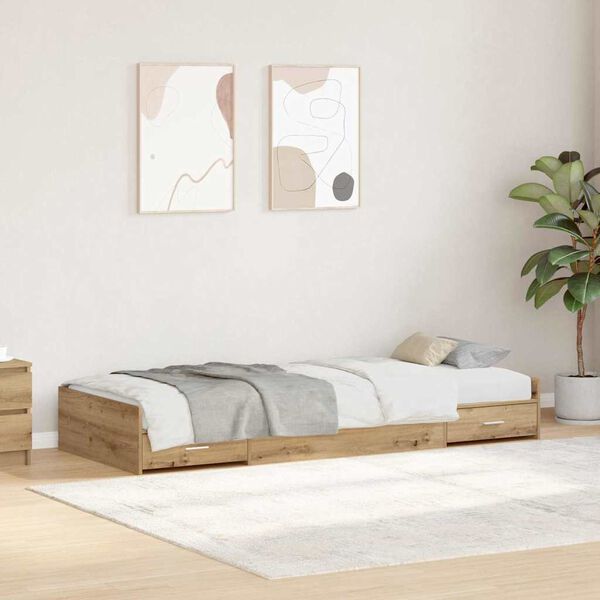 vidaXL Bedframe met hoofdeinde Artisan Eiken 70 x 190 cm Bewerkt hout